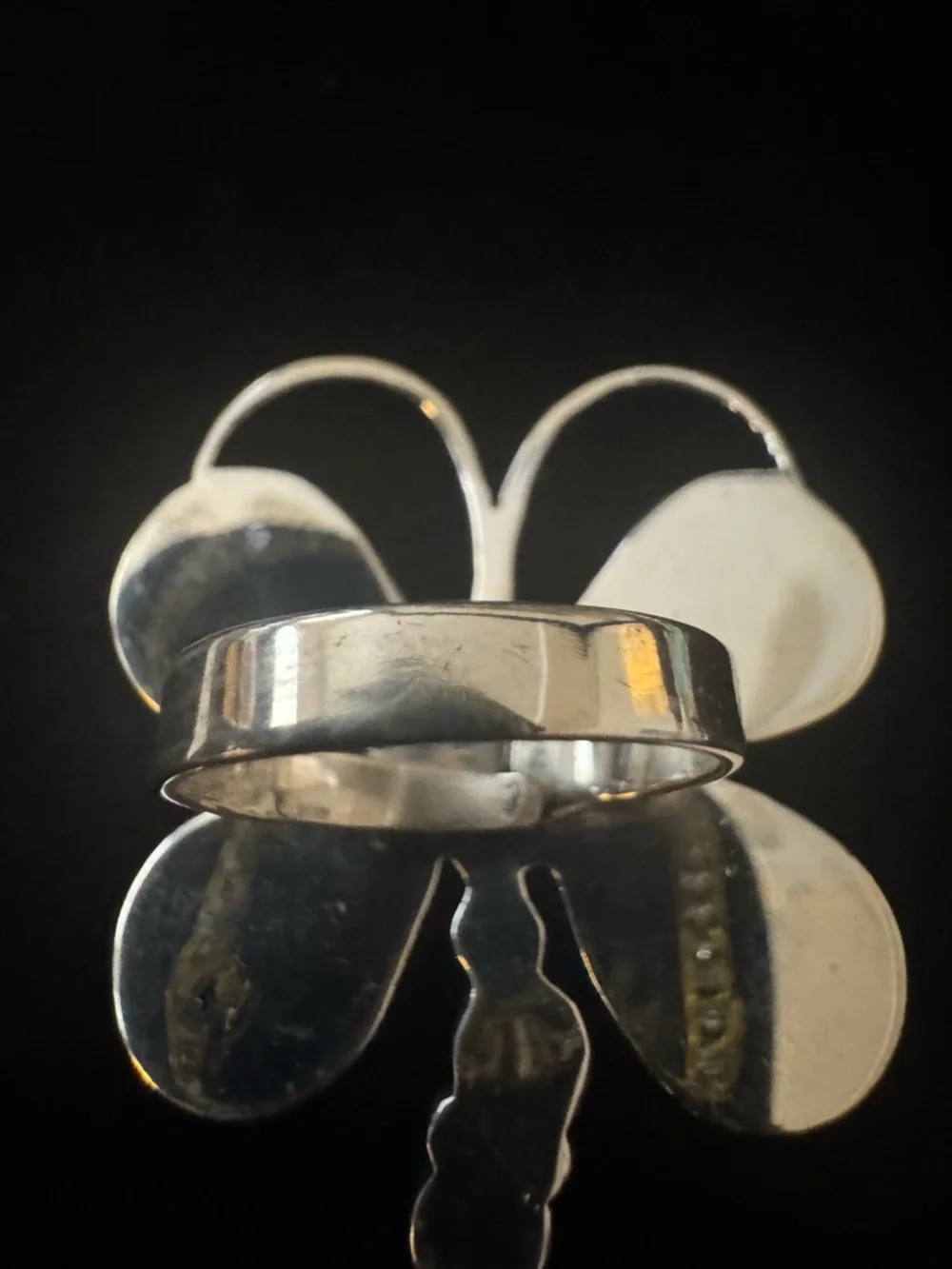 Sterling Silver Kingman‎ Turquoise Green Butterfly statement ring